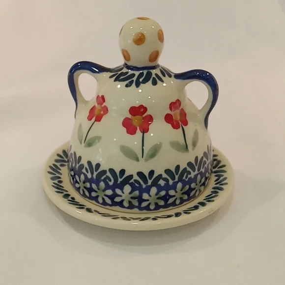 Polish Dish Wear Small Lady Covered Dish With Painted Flowers - Picture 5 of 7